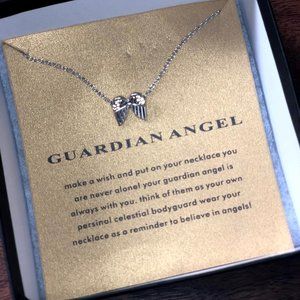 Silver Guardian Angel Good Luck Pendant Necklace